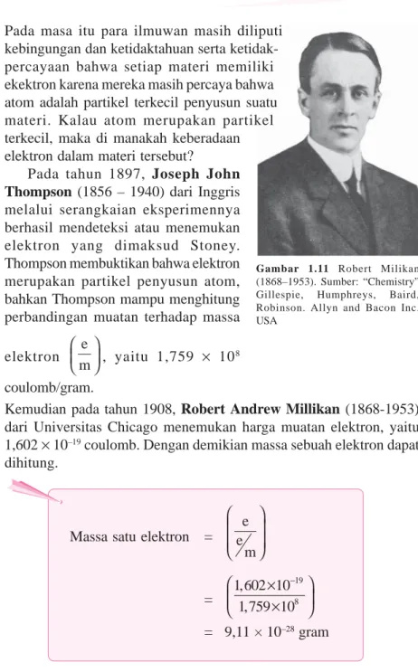 Gambar 1.11 Robert Milikan (1868–1953). Sumber: “Chemistry”