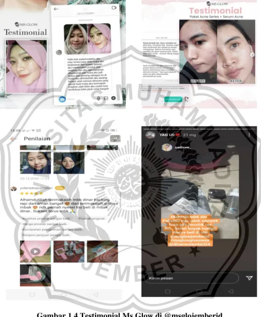 Gambar 1.4 Testimonial Ms Glow di @msglojemberid 