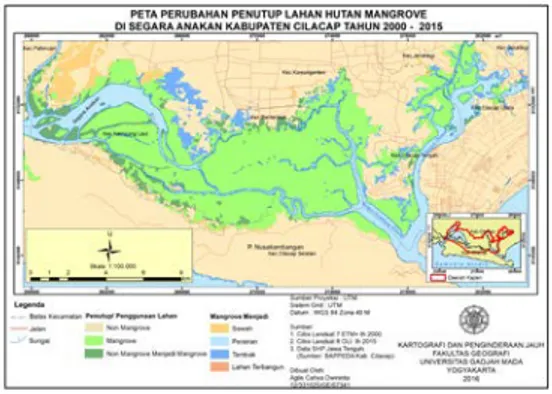 Gambar 3.3. Peta Perubahan Hutan  Mangrove Tahun 2000-2015 