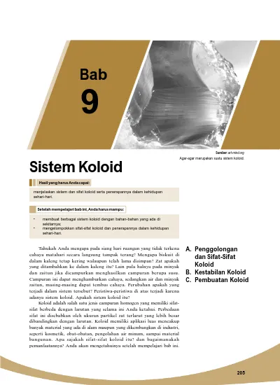 Bab 9. Sistem Koloid. A. Penggolongan Dan Sifat-Sifat Koloid B ...