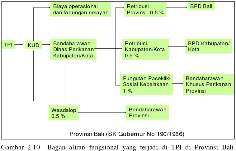 Gambar 2.10  Bagan aliran fungsional yang terjadi di TPI di Provinsi Bali (Adrianto 2007b) 