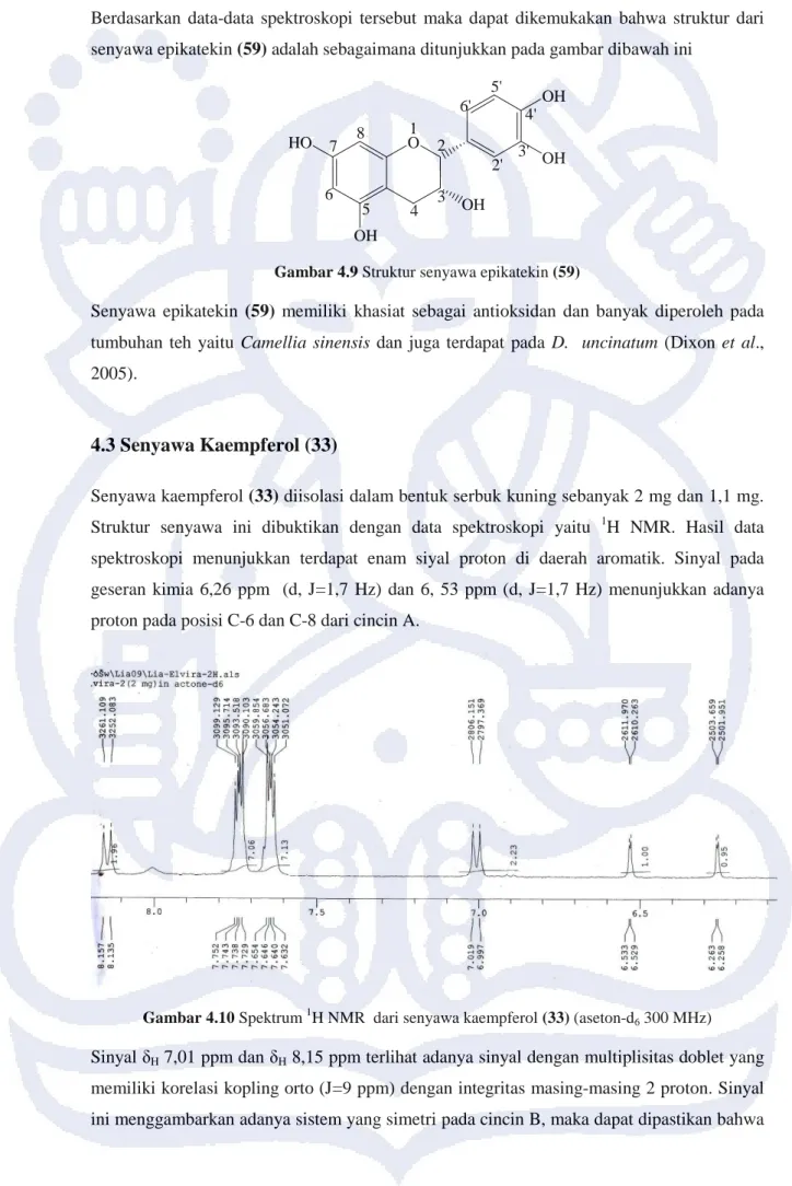 Gambar 4.9 Struktur senyawa epikatekin (59) 