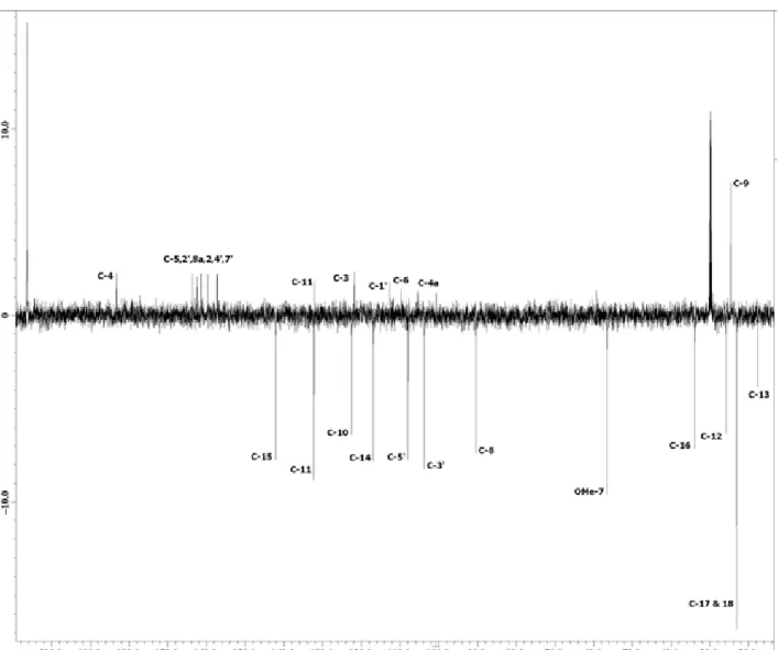Gambar 4.5 Spektrum  13 C NMR senyawa artokarpin (35) 