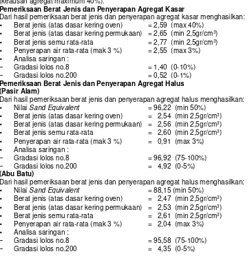 Tabel 3 Hasil Pemeriksaan Penetrasi Aspal