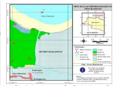 Gambar 12 Peta wilayah perairan mangrove Desa Tanjung Laut, Kecamatan Blanakan 