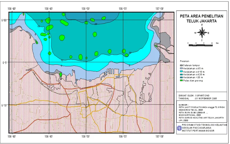 Gambar  7  Area penelitian Teluk Jakarta dan Kotamadya Jakarta Utara. 