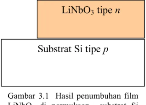Gambar  3.1    Hasil  penumbuhan  film  LiNbO 3   di  permukaan    substrat  Si  tipe P 