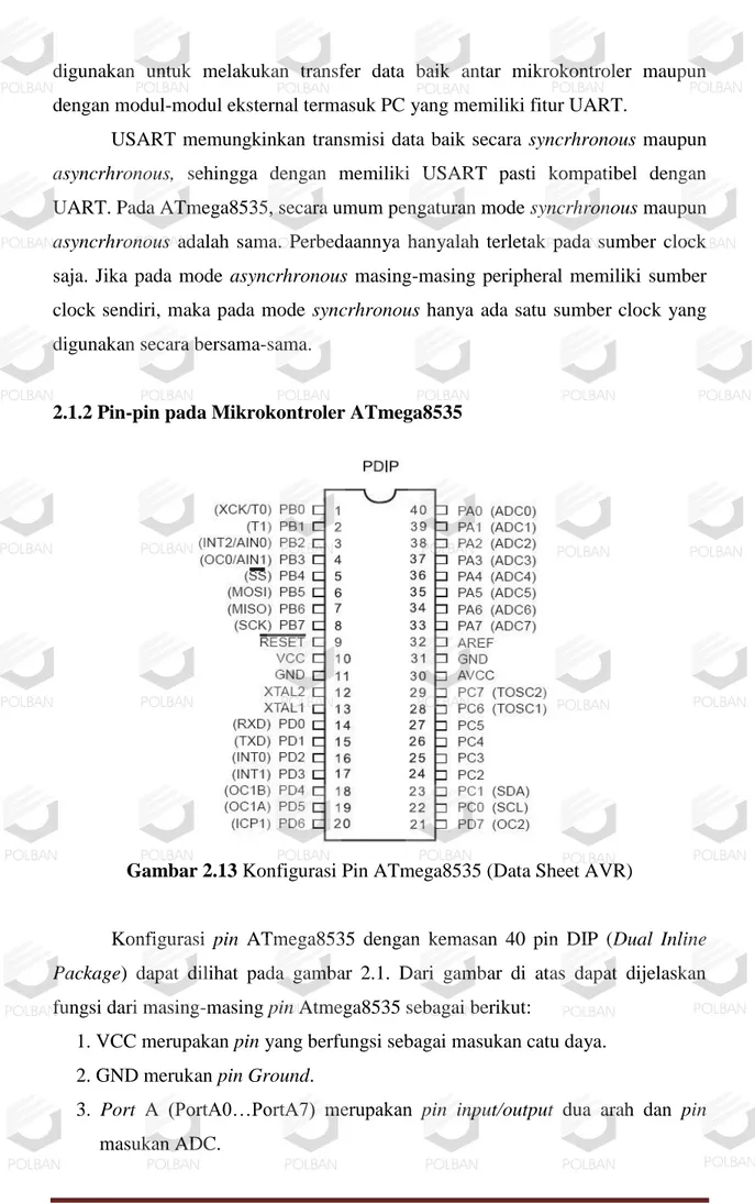 Gambar 2.13 Konfigurasi Pin ATmega8535 (Data Sheet AVR) 