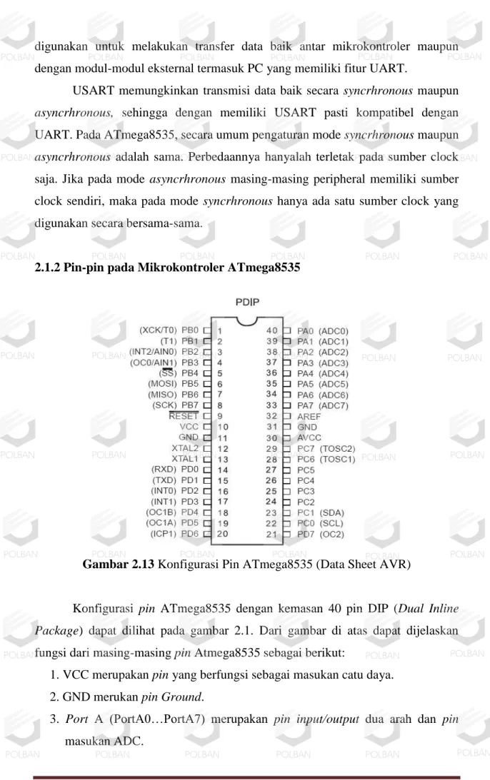 Gambar 2.13 Konfigurasi Pin ATmega8535 (Data Sheet AVR) 