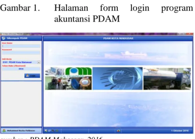 Gambar 1.  Halaman  form  login  program     akuntansi PDAM 