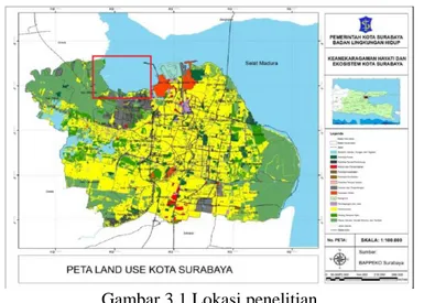 Gambar 3.1 Lokasi penelitian  (sumber : Bappeko Surabaya) 