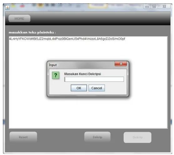 Gambar V.3 Antar Muka Dekripsi Teks