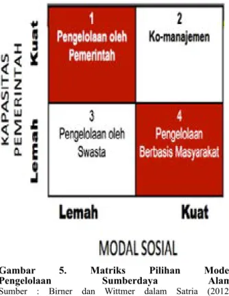 Gambar 5. Matriks Pilihan Model  Pengelolaan Sumberdaya Alam