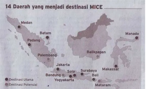 Gambar 1.1 Kota Destinasi MICE di Indonesia 