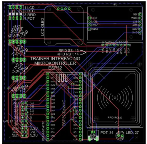 Gambar 8. Desain PCB Trainer Interface Mikrokontroler 