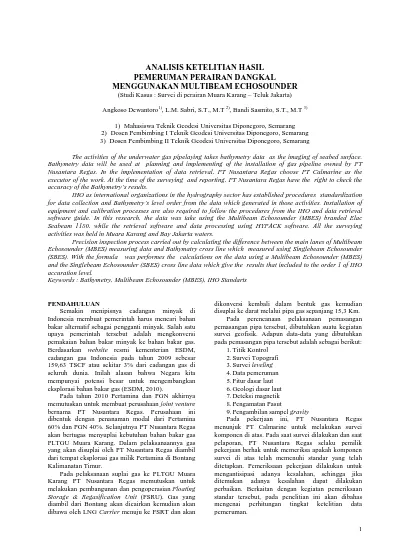 Analisis Ketelitian Hasil Pemeruman Perairan Dangkal Menggunakan ...