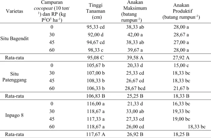 Tabel 2 menunjukkan bahwa pemberian campuran 10 t cocopeat ha -1 dan RP