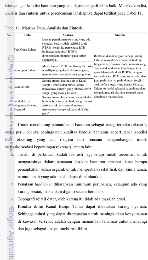 Tabel 11. Matriks Data, Analisis dan Sintesis 