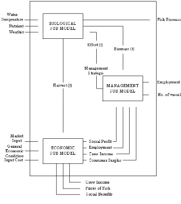Gambar 3   Model sistem pengelolaan perikanan (Tai, 1995) 