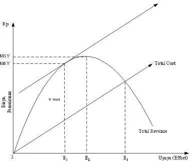 Gambar 6   Model ekonomi statik pada perikanan (Smith, 1981; Lawson, 1984 ; 