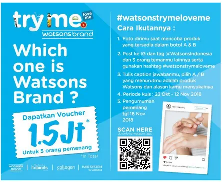 Gambar 4.15 Informasi  Kuis Which one is Watsons brand di Instagram 