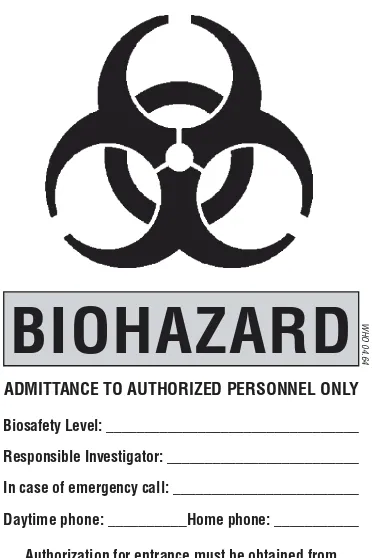 Figure 1. Biohazard warning sign for laboratory doors
