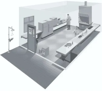 Figure 2. A typical Biosafety Level 1 laboratory(graphics kindly provided by CUH2A, Princeton, NJ, USA)