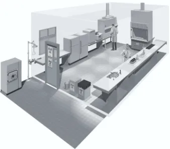 Figure 3. A typical Biosafety Level 2 laboratory(graphics kindly provided by CUH2A, Princeton, NJ, USA)