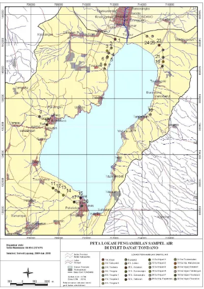 Gambar 2.  Lokasi Pengukuran Nitrogen di Inlet Danau Tondano 