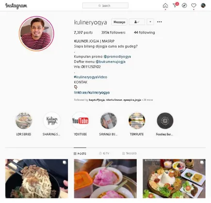 Gambar 1.4 Akun Instagram @KulinerYogya 