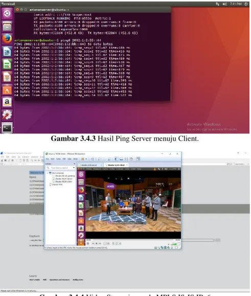 Gambar 3.4.3 Hasil Ping Server menuju Client. 