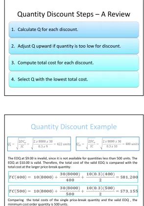 Figure 6.71. Calculate Q for each discount.