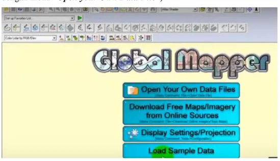 Gambar 3.4 Tampilan menu utama pada Global Mapper. 