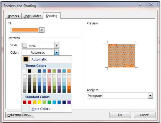 Gambar 3.15 kotak dialog Border and Shading - Shading 