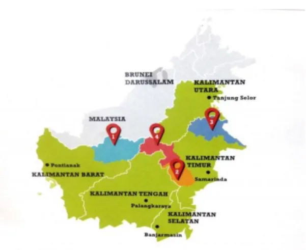 Gambar 2.Peta Kabupaten Target  TFCA Kalimantan
