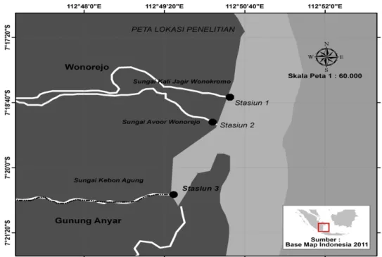 Gambar 1. Peta Kecamatan Rungkut yang menunjukkan lokasi Penelitian 