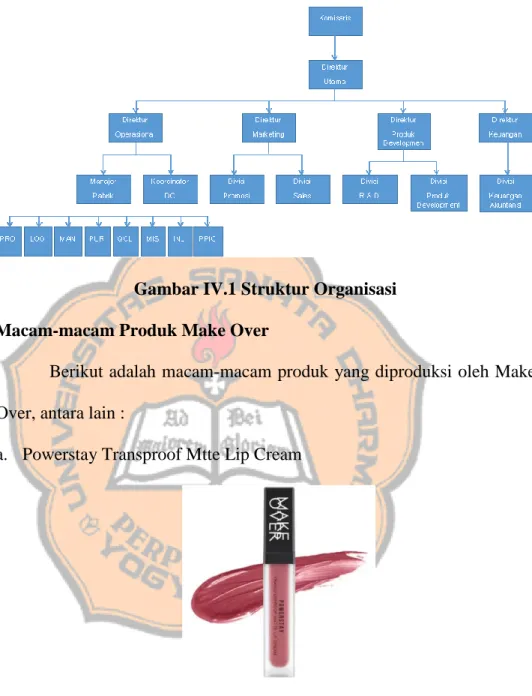 Gambar IV.1 Struktur Organisasi   4.  Macam-macam Produk Make Over  