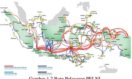 Gambar 1.2 Rute Pelayaran PELNI  (Sumber: Annual Report PELNI 2014) 