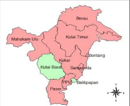 Gambar 7. Peta Provinsi Kaltim berdasarkan cluster 