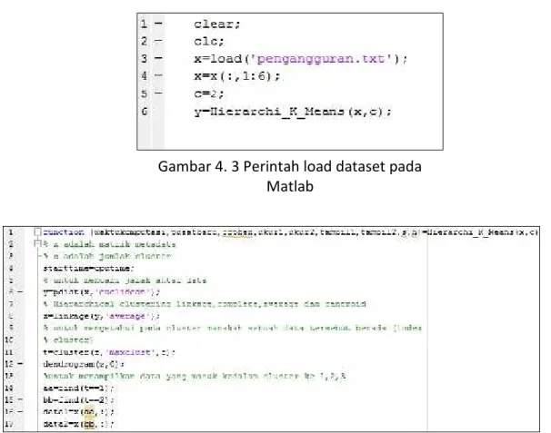 Gambar 4. 3 Perintah load dataset pada Matlab