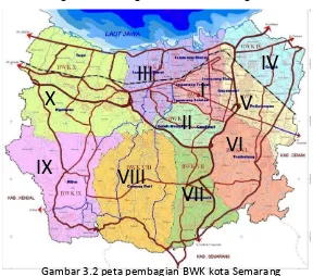 Gambar 3.2 peta pembagian BWK kota Semarang 