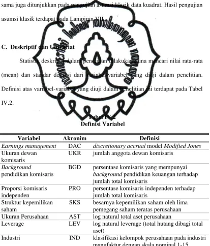 Tabel IV.2 