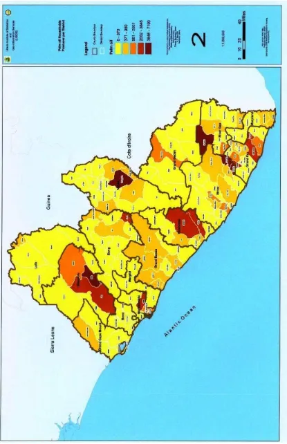 Figure 1:  Distribution of Oil Palm Production by District in Liberia