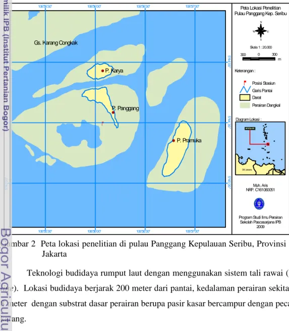 Gambar 2  Peta lokasi penelitian di pulau Panggang Kepulauan Seribu, Provinsi DKI  Jakarta 
