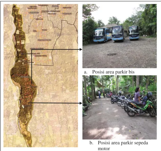 Gambar 16. Posisi peletakan parkir kendaraan bermotor di Desa Pentingsari  Sumber: Dokumen Riset, 2014