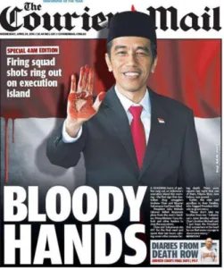 Gambar 1. Sampul harian “The Courier Mail” berjudul “Bloody Hands” 