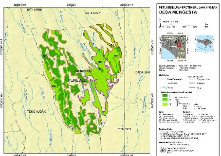 Gambar 4. Peta Kesesuaian Potensial Lahan Subak Perdesaan  (Desa Mengesta, Kec. Penebel, Kab