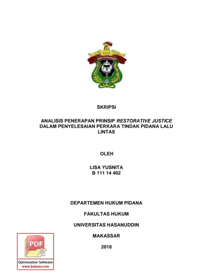 SKRIPSI ANALISIS PENERAPAN PRINSIP RESTORATIVE JUSTICE DALAM ...