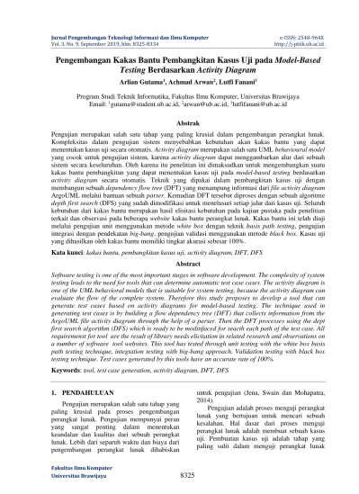 Pengembangan Kakas Bantu Pembangkitan Kasus Uji Pada Model Based Testing Berdasarkan Activity