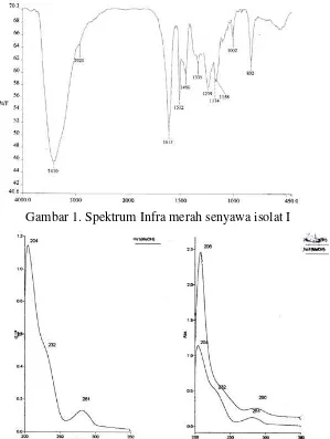 Gambar 1. Spektrum Infra merah senyawa isolat I 